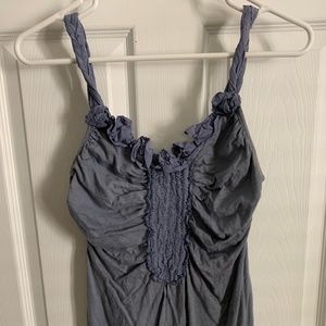 Anthropologie Bordeaux Braided Sleeve Rosette Tank